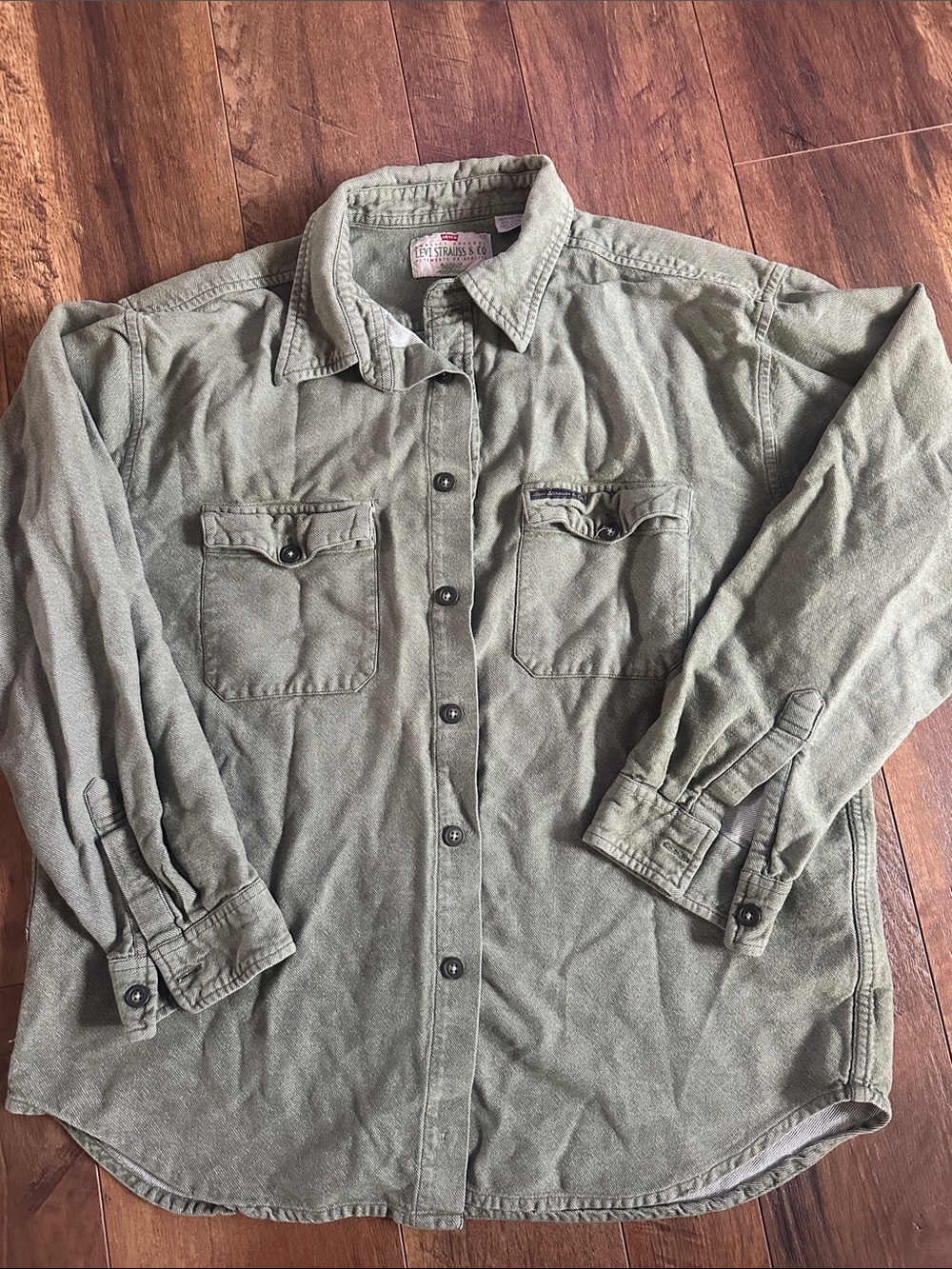Men's Levi's XL Vintage Workwear Olive Green Button-Up Shirt Jacket